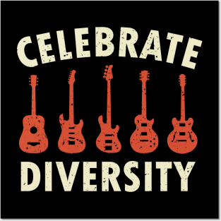Celebrate Diversity Guitar Player Music Guitarist Posters and Art